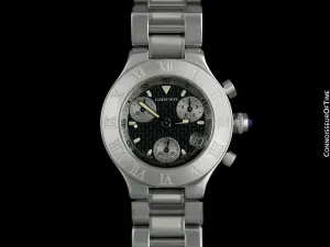 Cartier 21C Mens Chronoscaph Chronograph, Ref. 2424 - Stainless Steel