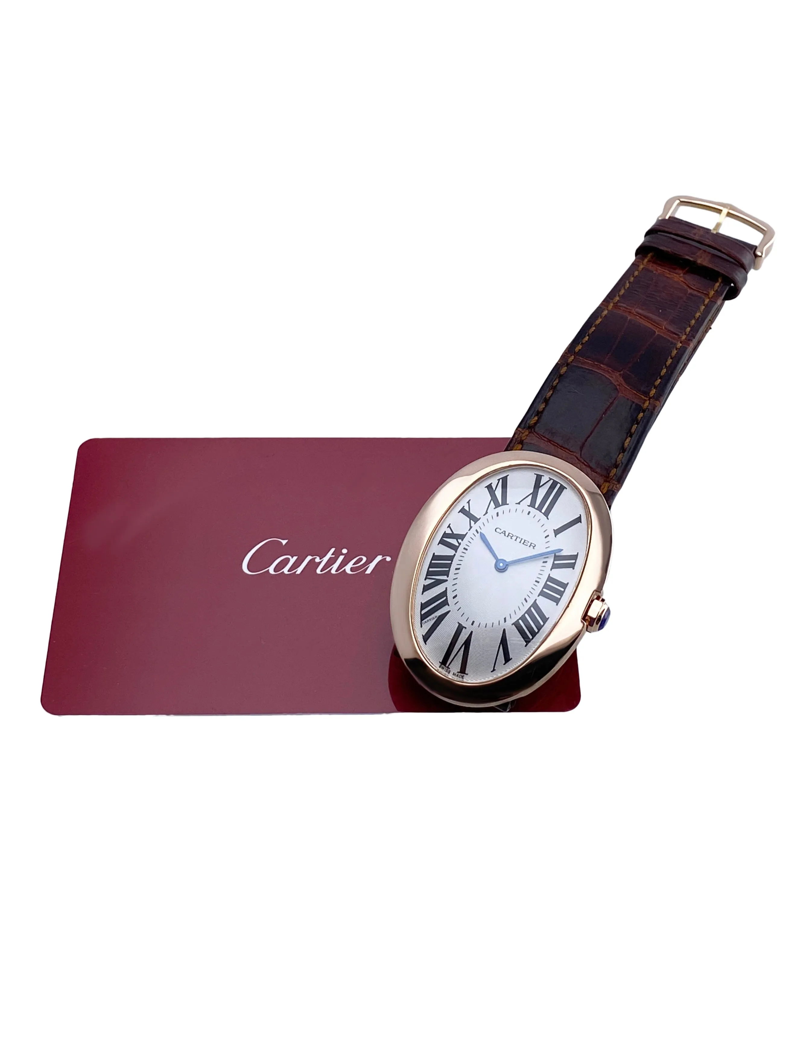 Cartier Baignoire W8000002 Silver Dial Mens Watch Box Papers