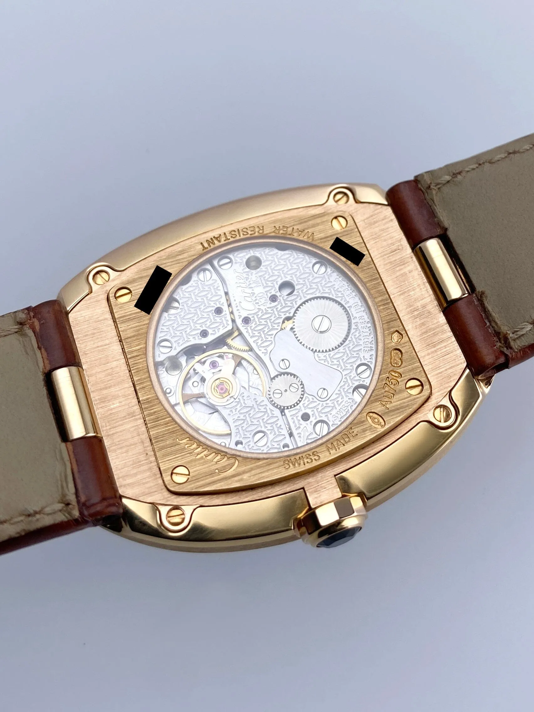 Cartier Baignoire W8000002 Silver Dial Mens Watch Box Papers