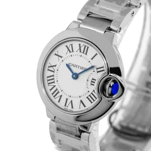 Cartier Ballon Bleu 28mm Stainless Steel Silver Roman Dial WSBB0067