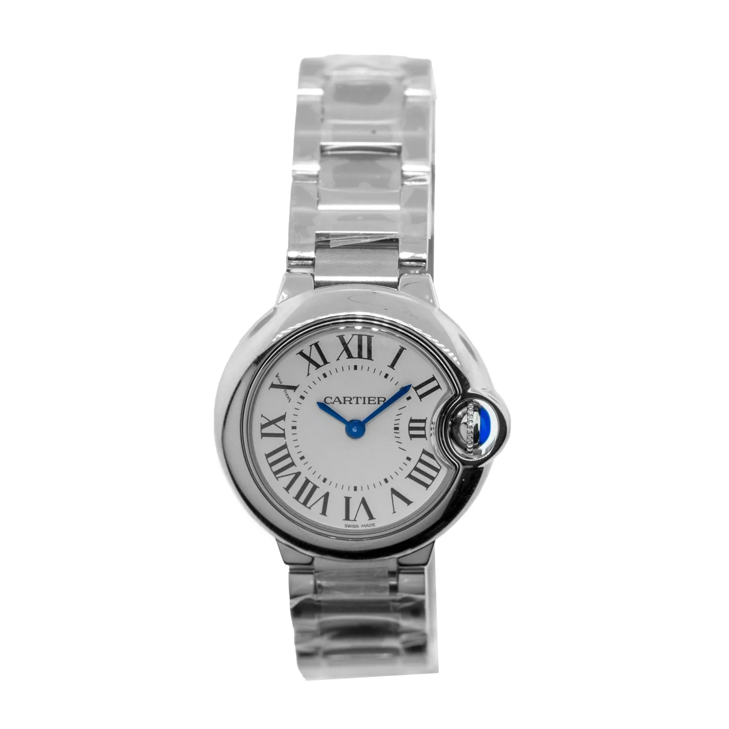 Cartier Ballon Bleu 28mm Stainless Steel Silver Roman Dial WSBB0067