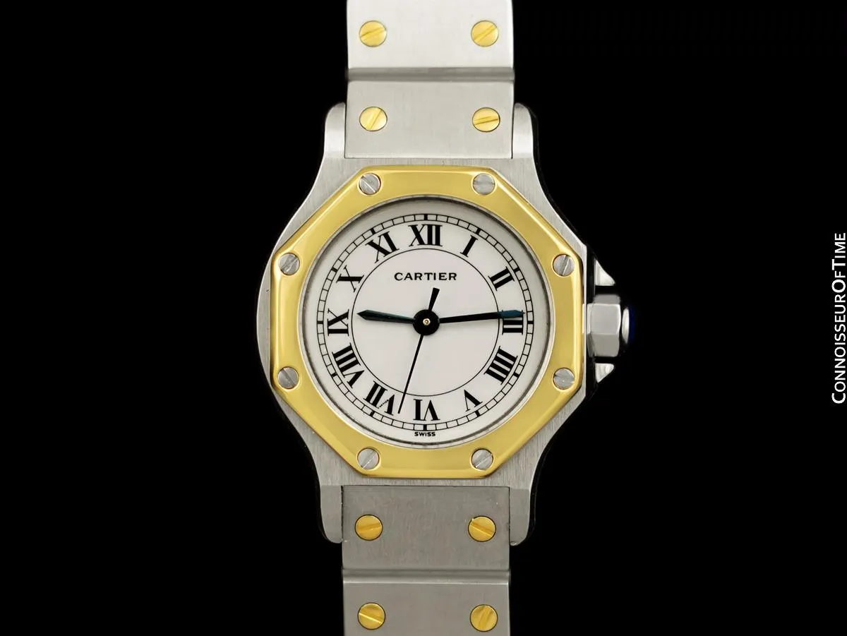 Cartier Santos Octagon Ladies Watch, Automatic - Stainless Steel & 18K Gold