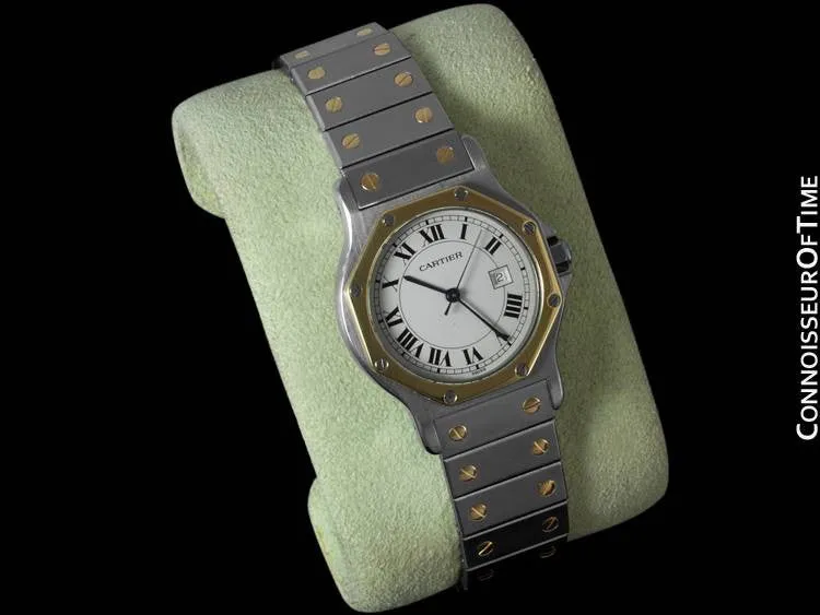 Cartier Santos Octagon Mens Midsize Watch, Automatic - Stainless Steel & 18K Gold