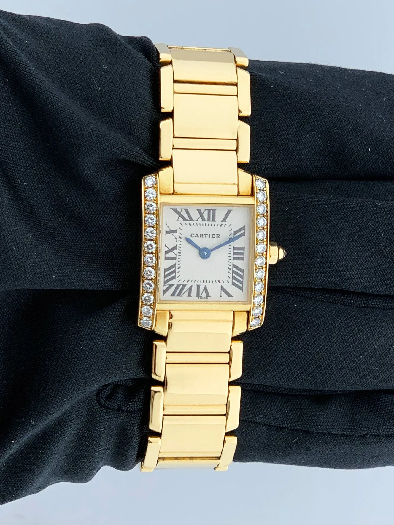 Cartier Tank Francaise 2385 18k Yellow Gold Diamond Ladies Watch