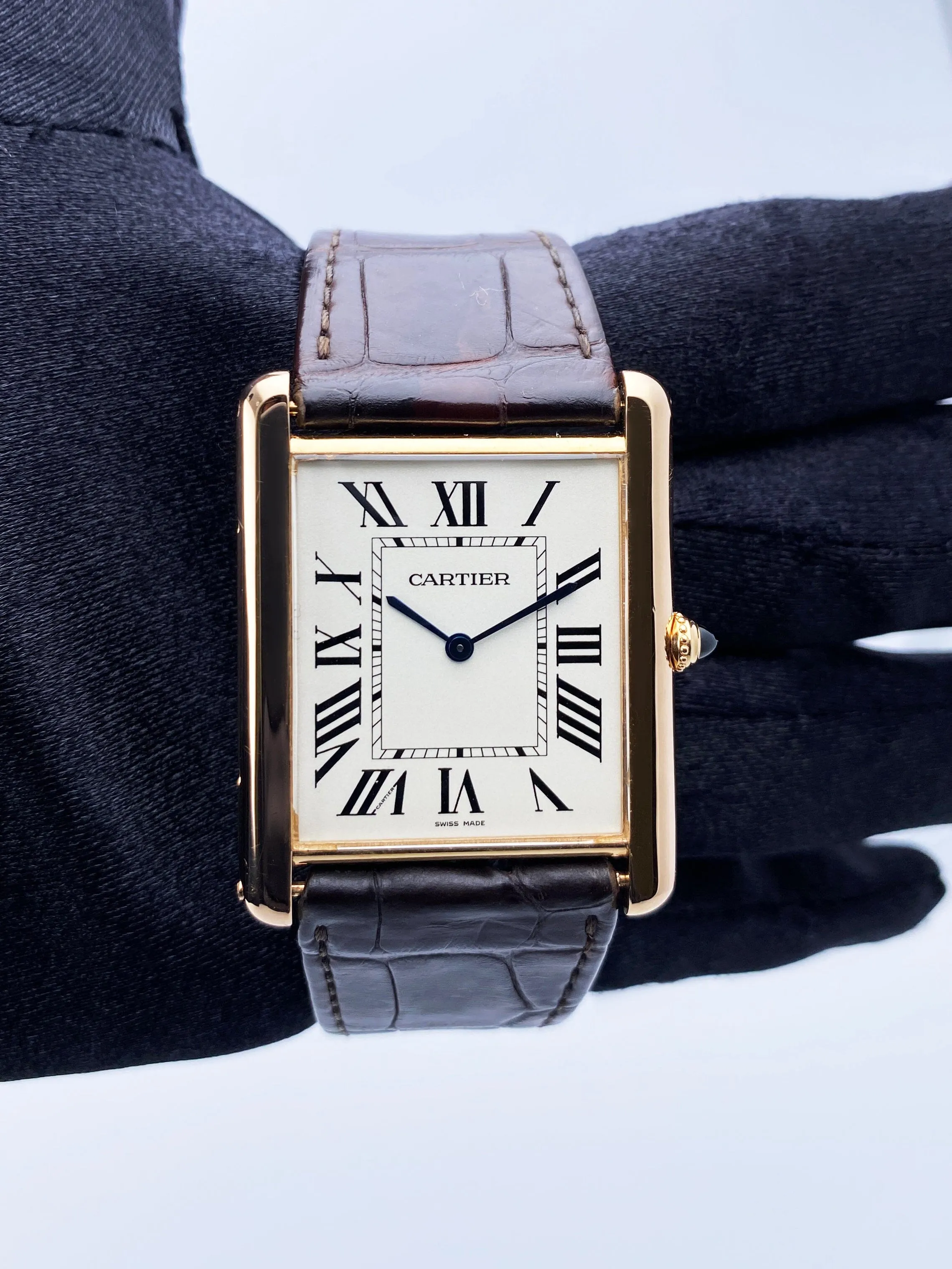 Cartier Tank Louis XL W1560017 18K Rose Gold Mens Watch Box Papers