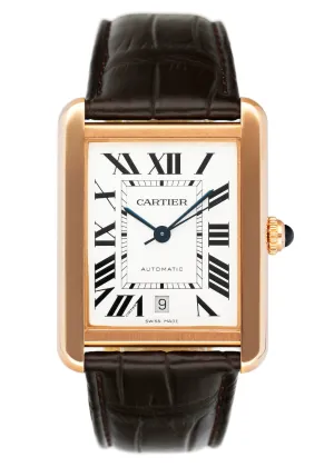 Cartier Tank Solo XL W5200026 18K Rose Gold Mens Watch Box Papers
