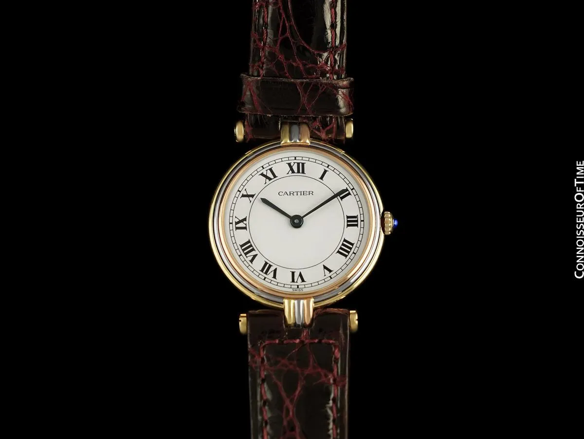 Cartier Vendome Trinity Ladies Solid 18K Gold Watch - Yellow, White & Rose Gold