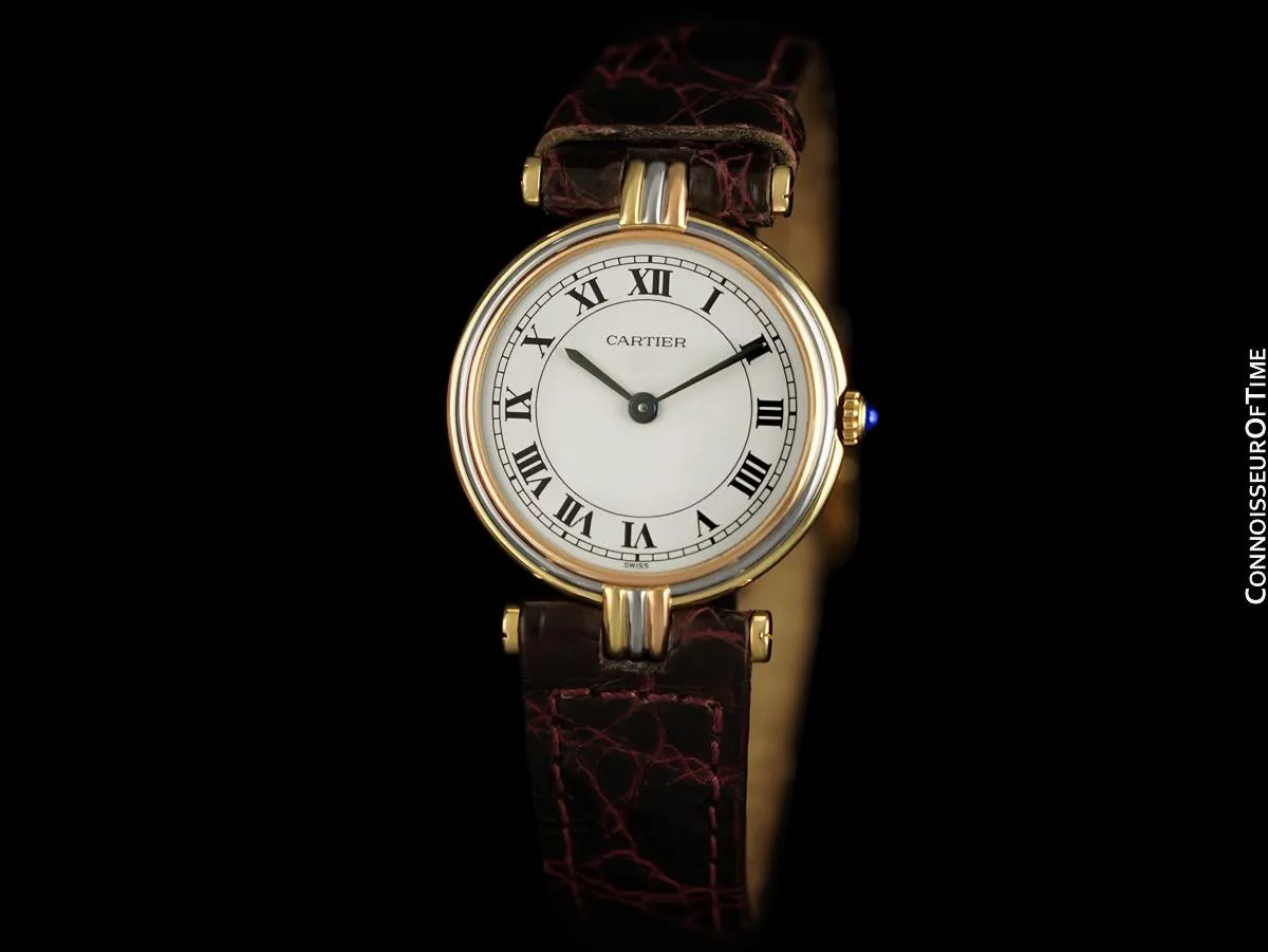Cartier Vendome Trinity Ladies Solid 18K Gold Watch - Yellow, White & Rose Gold
