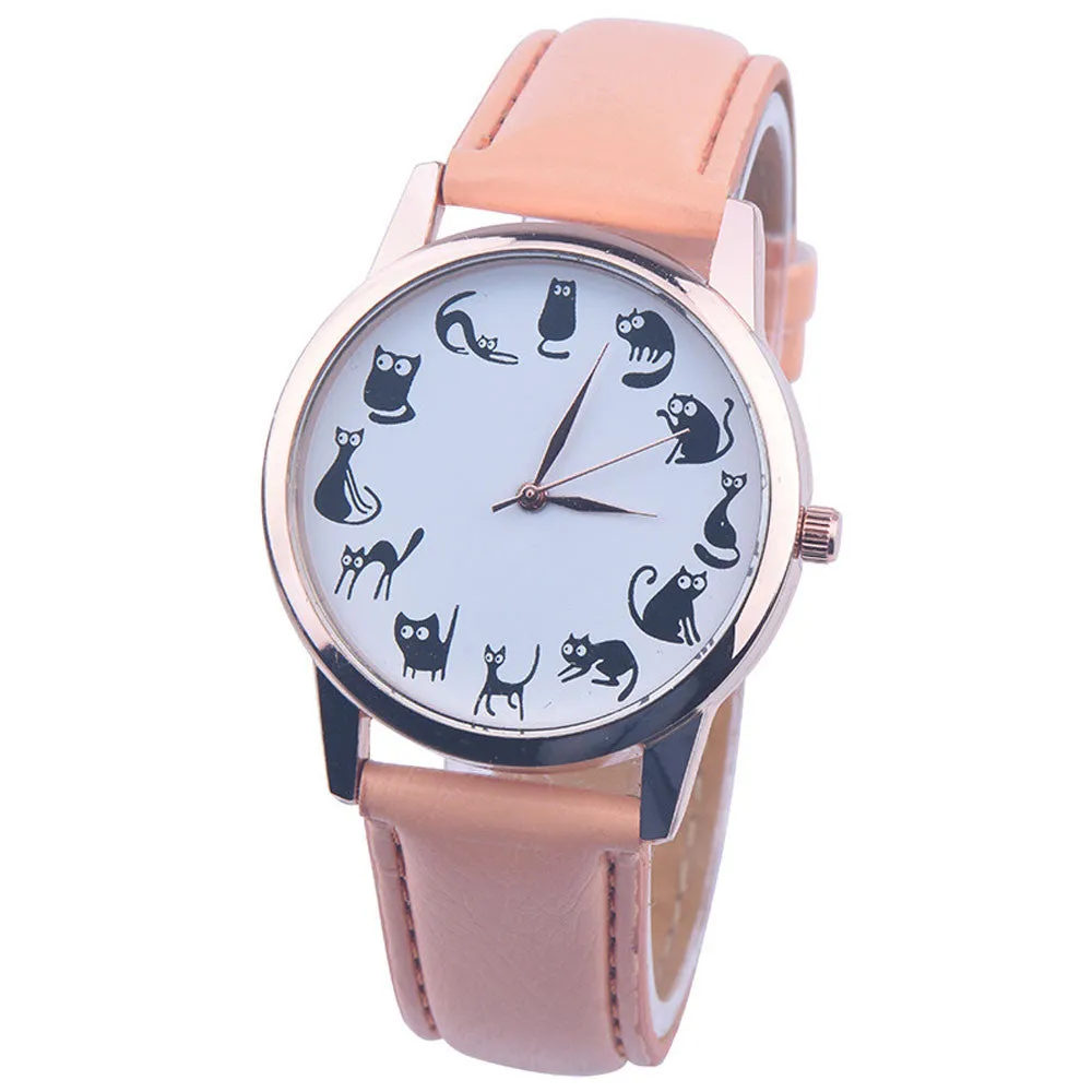 Cat Time PU Leather Quartz WristWatch