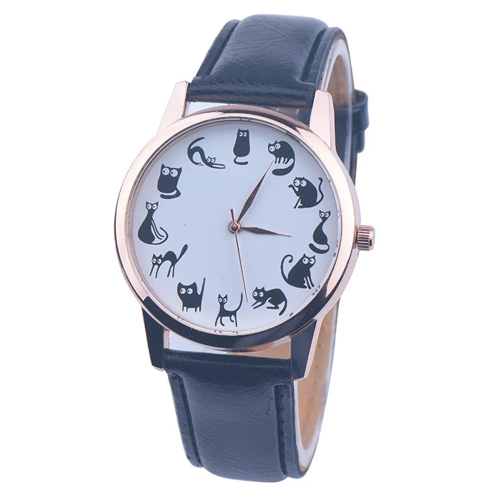 Cat Time PU Leather Quartz WristWatch