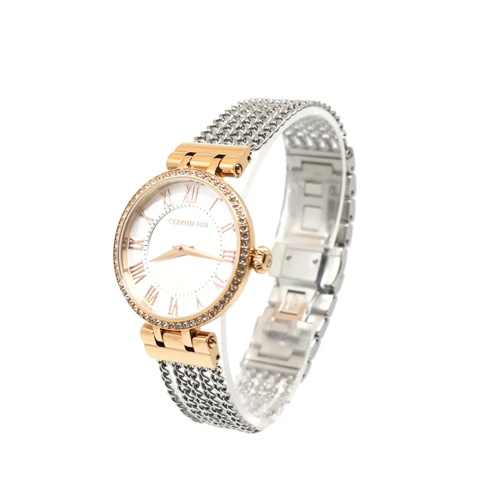 Cerruti Ladies Watch With Rose GoldÂ CaseÂ & SilverÂ Dial Metal Bracelet