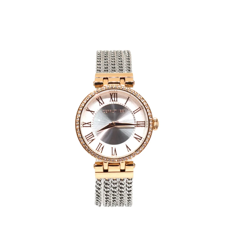 Cerruti Ladies Watch With Rose GoldÂ CaseÂ & SilverÂ Dial Metal Bracelet