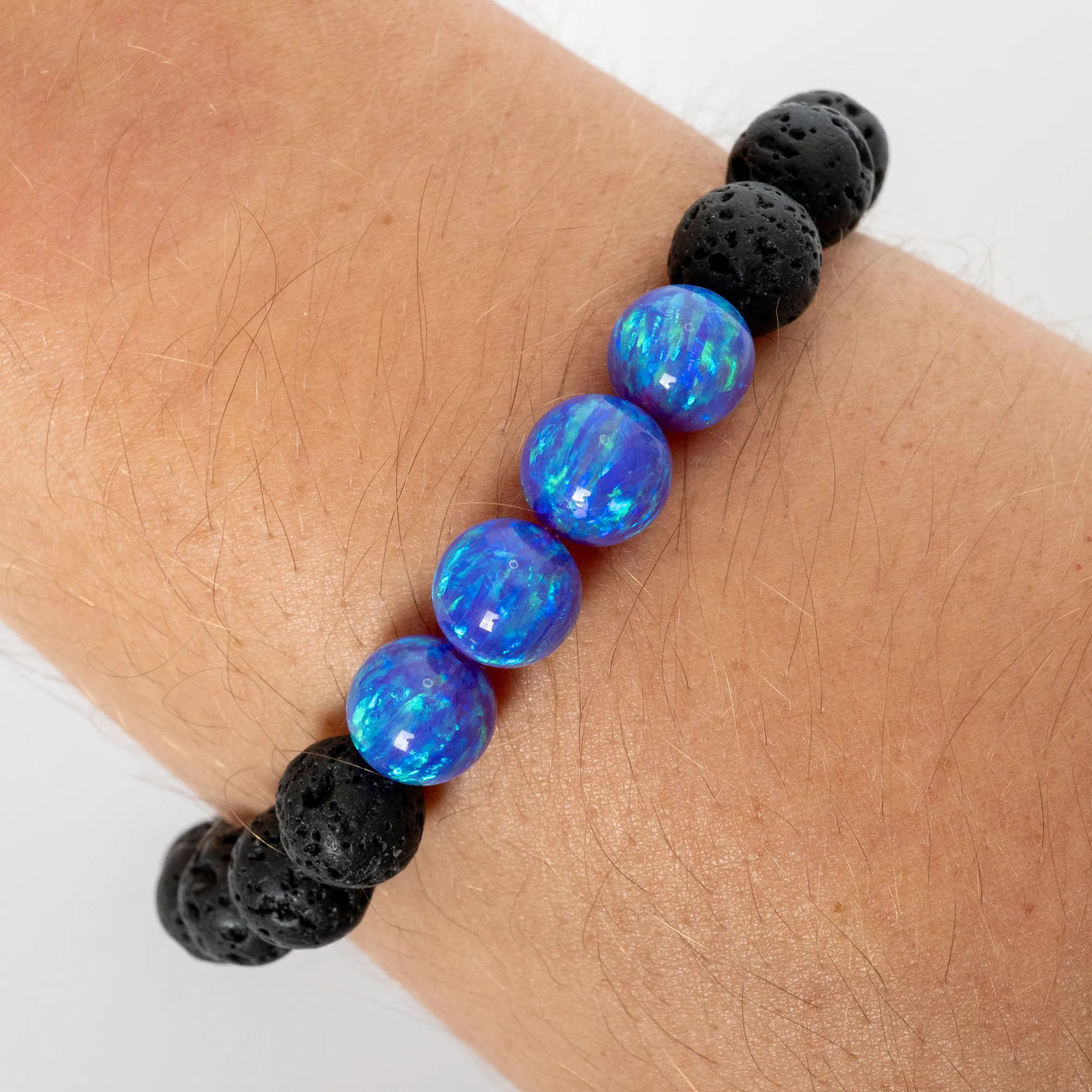 Cheshire Opal & Lava Stone Beaded Bracelet