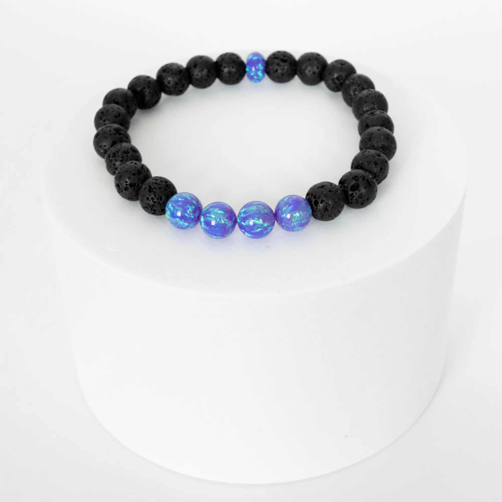 Cheshire Opal & Lava Stone Beaded Bracelet