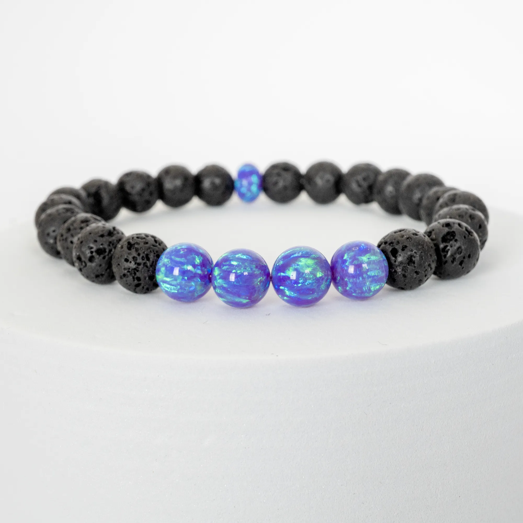Cheshire Opal & Lava Stone Beaded Bracelet