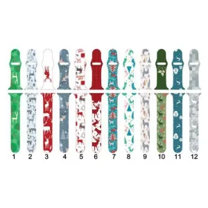 Christmas Reindeer, Candy Cane, Santa, Snowman Silicone Smart Watch Band
