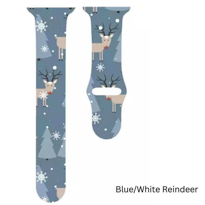 Christmas Reindeer, Candy Cane, Santa, Snowman Silicone Smart Watch Band