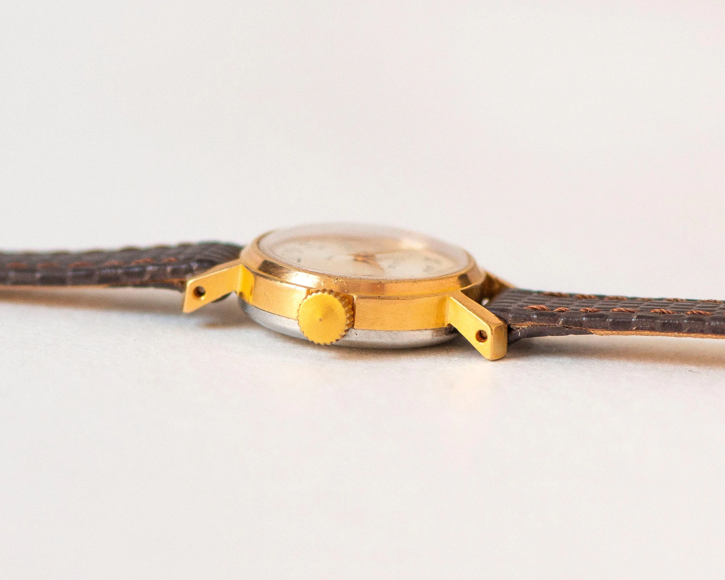 Classic lady wristwatch gold plated Glory, vintage women watch sunburst dial delicate watch  for women jewelry gift new premium leather band