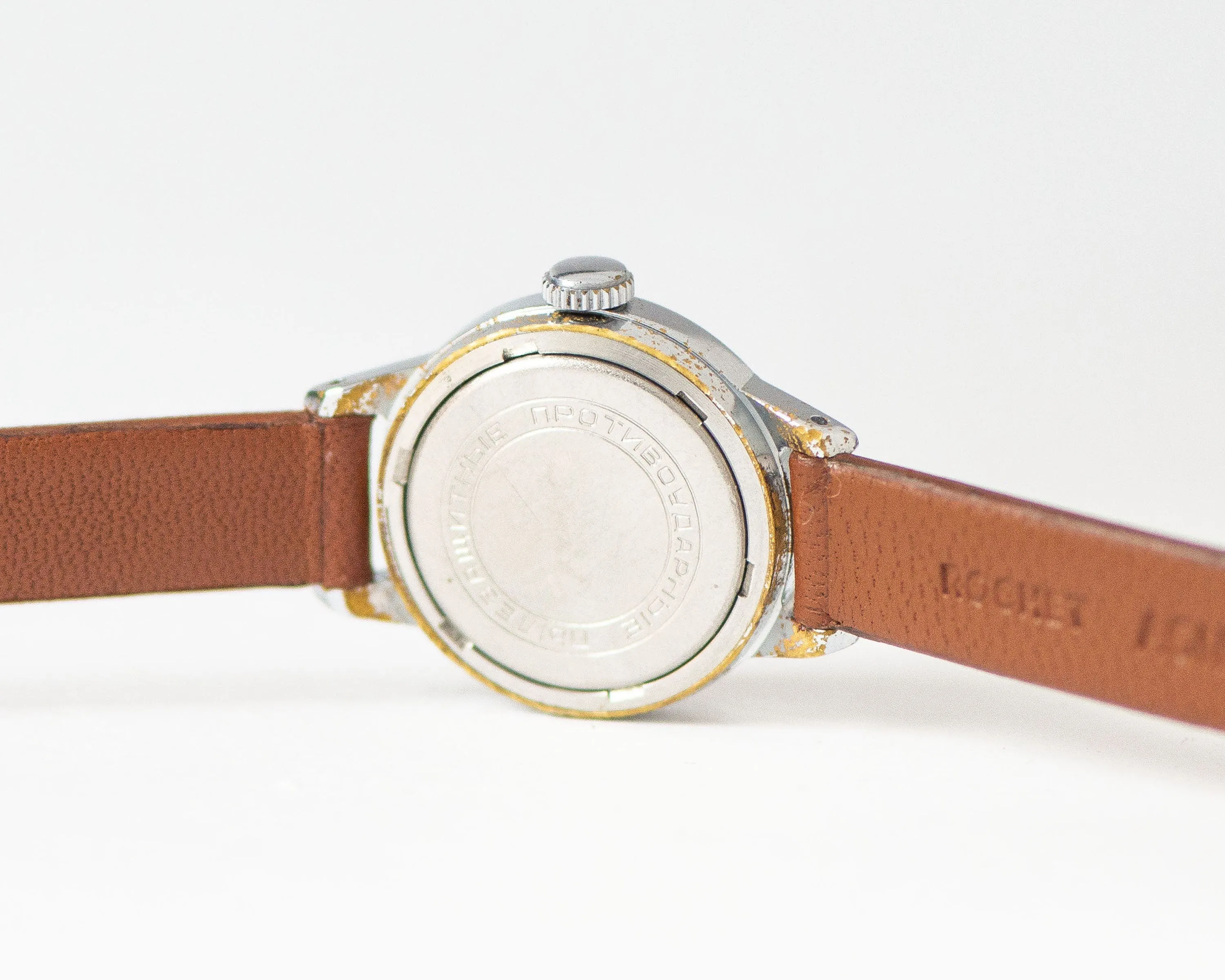 Classic women watch vintage Dawn, retro lady wristwatch silver shade, shockproof watch lady accessory rare gift, new premium leather strap