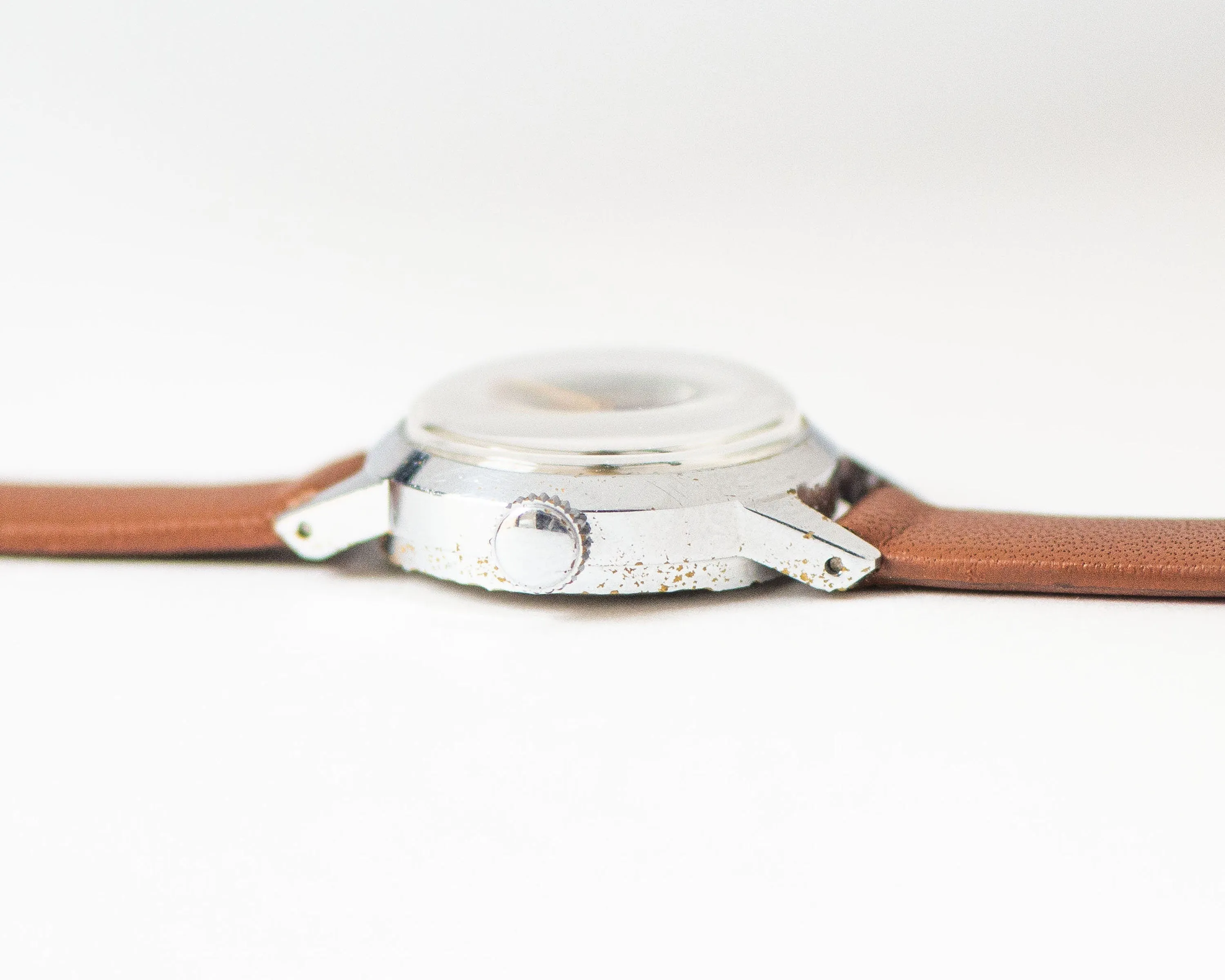Classic women watch vintage Dawn, retro lady wristwatch silver shade, shockproof watch lady accessory rare gift, new premium leather strap