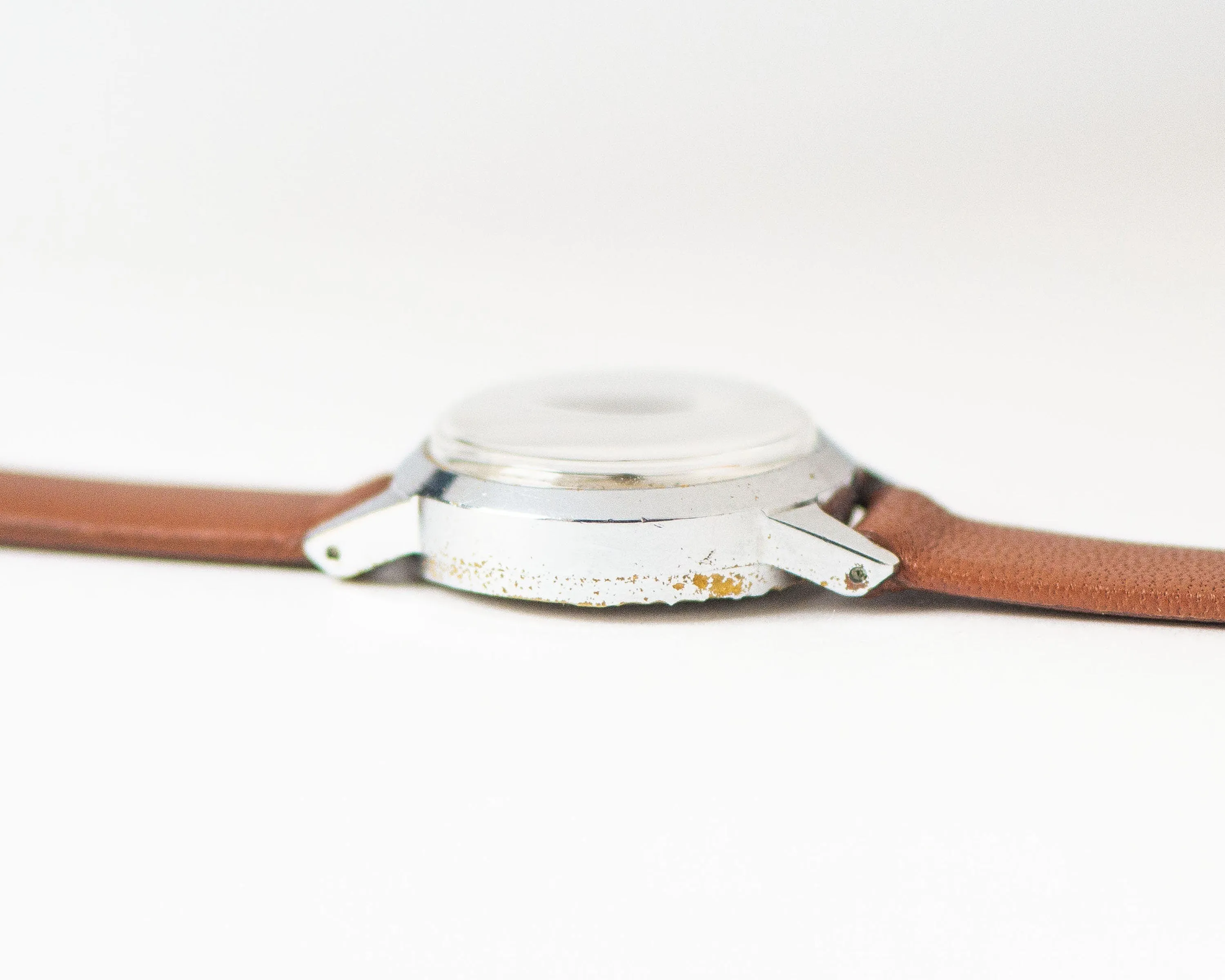 Classic women watch vintage Dawn, retro lady wristwatch silver shade, shockproof watch lady accessory rare gift, new premium leather strap