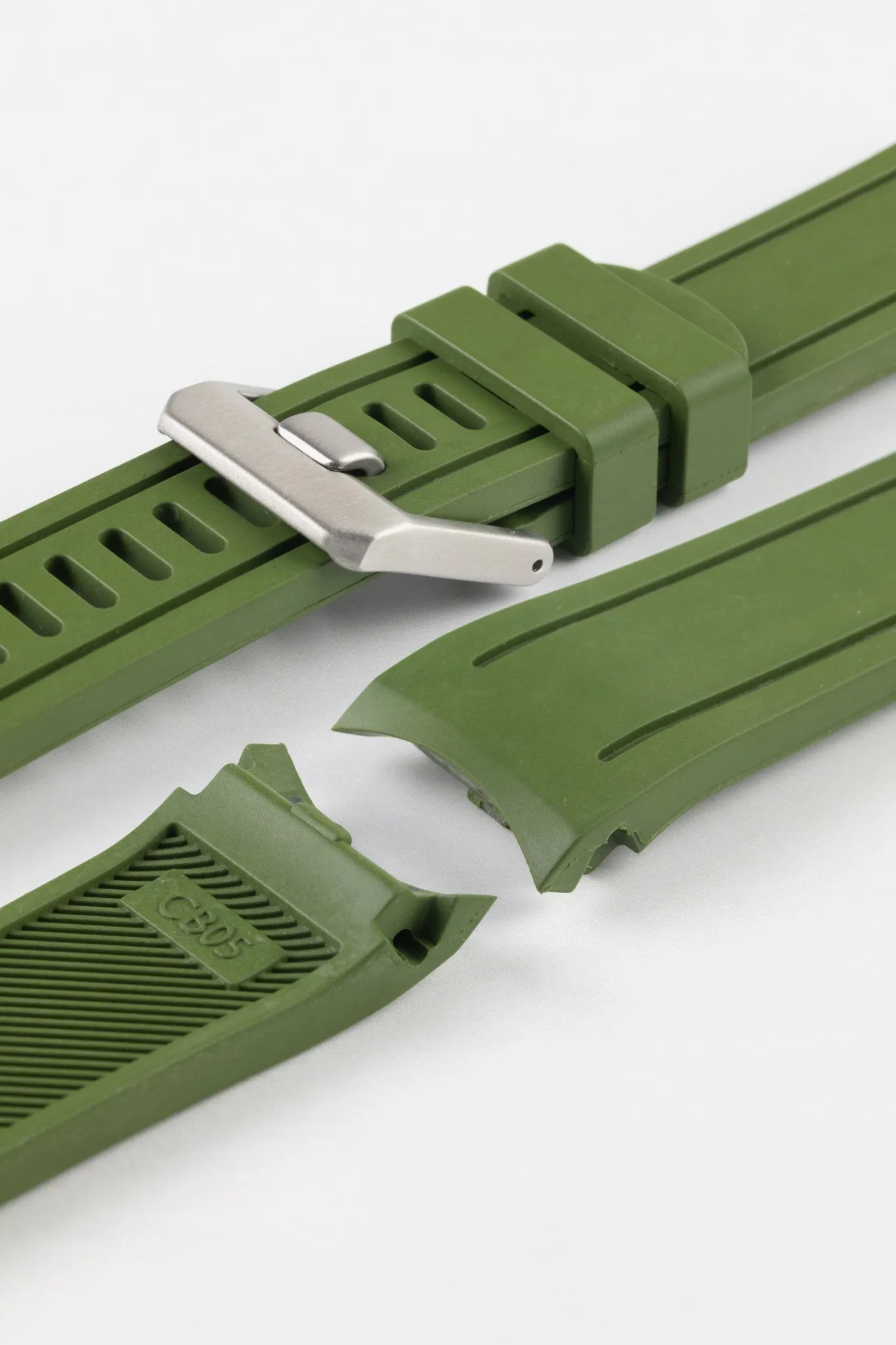CRAFTER BLUE CB05 Rubber Watch Strap for Seiko SKX Series – GREEN with Steel Keeper