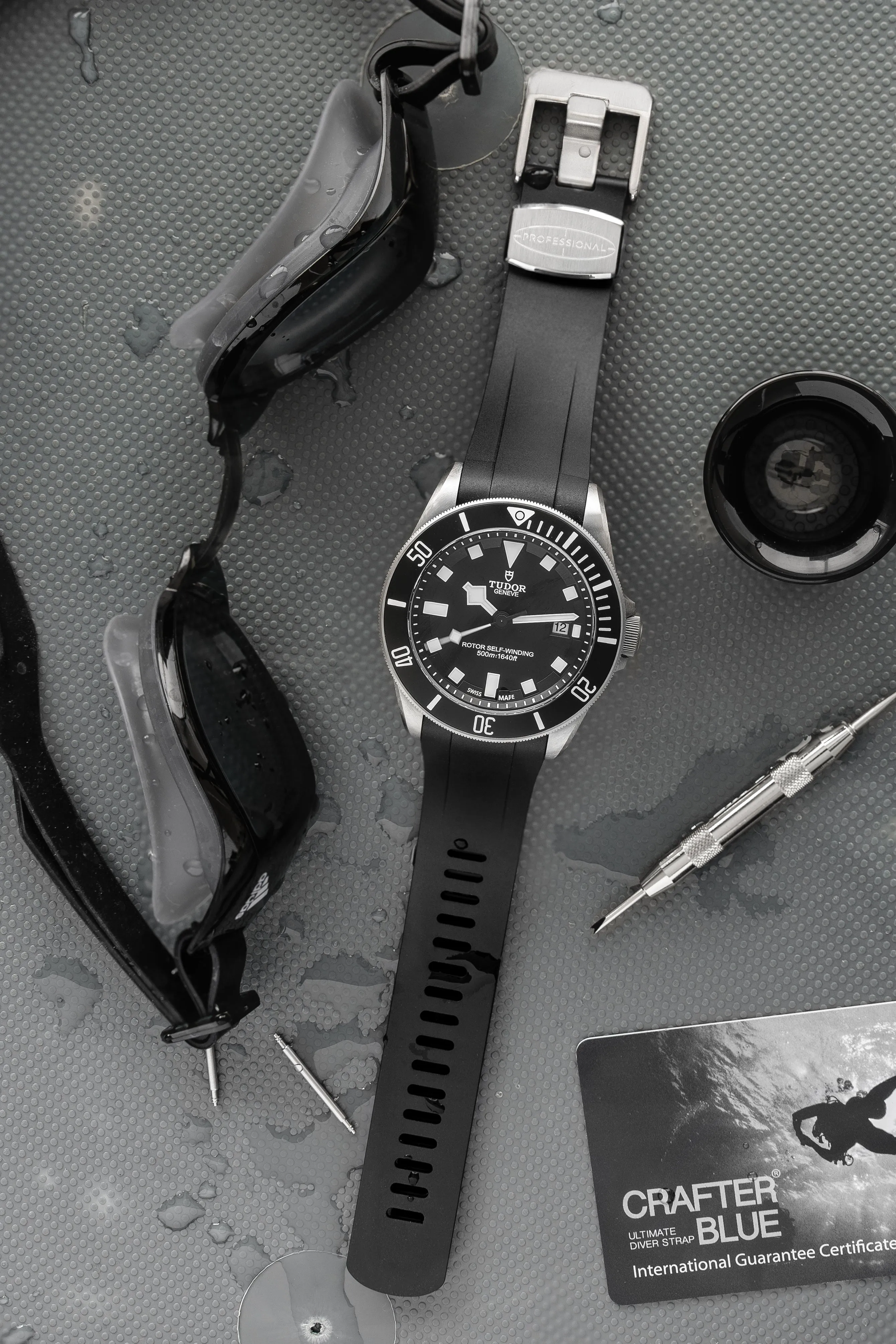 CRAFTER BLUE TD02 Rubber Watch Strap for Tudor Pelagos Series – BLACK