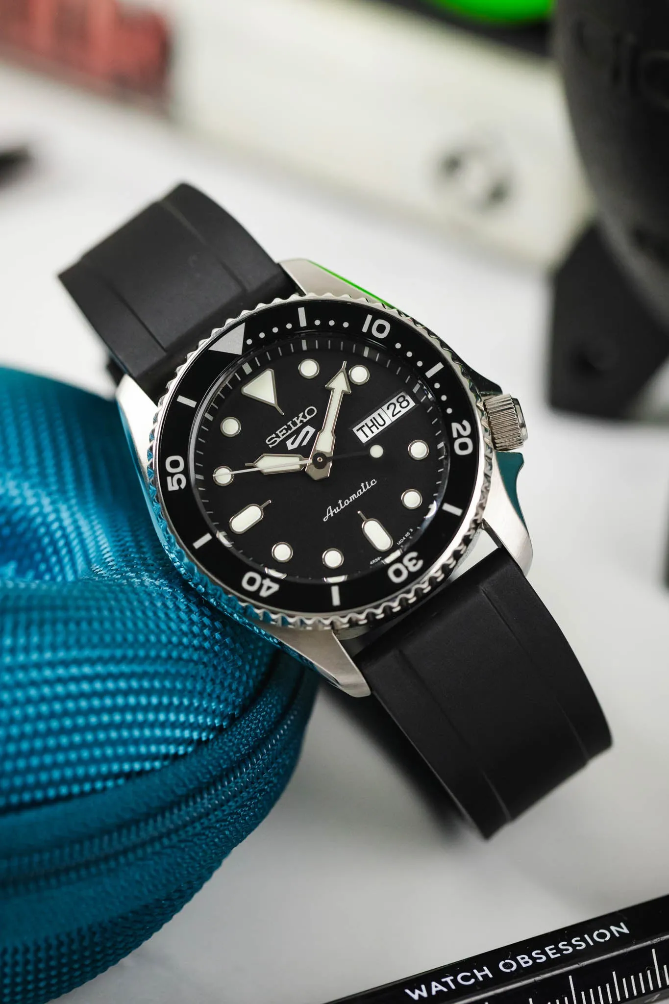 CRAFTER BLUE UX03 Black FKM Rubber Watch Strap