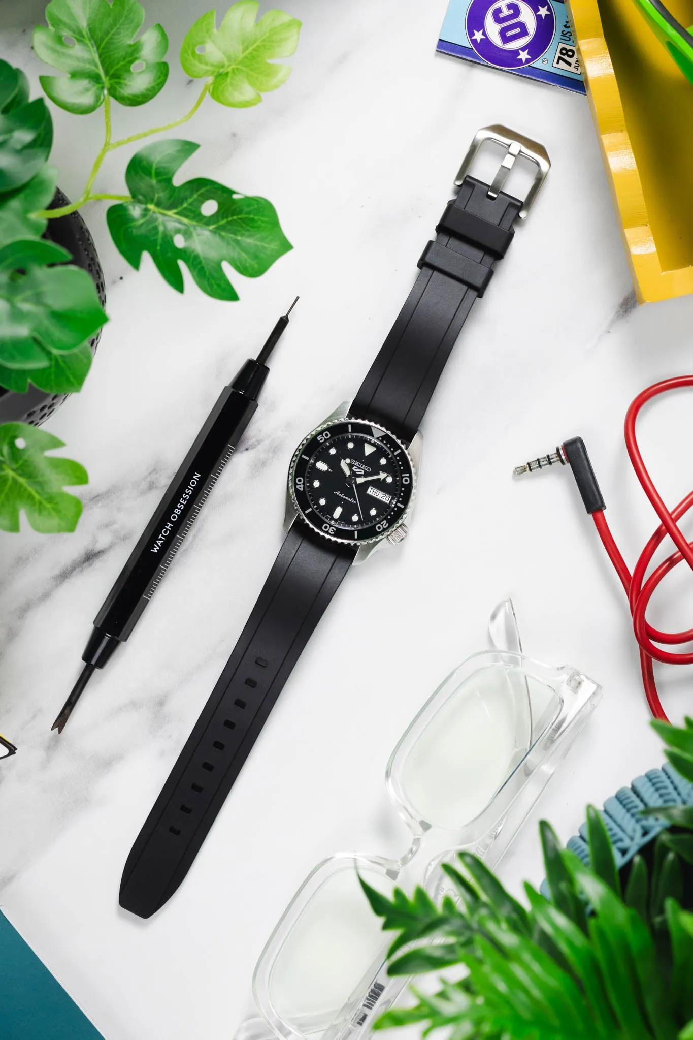 CRAFTER BLUE UX03 Black FKM Rubber Watch Strap