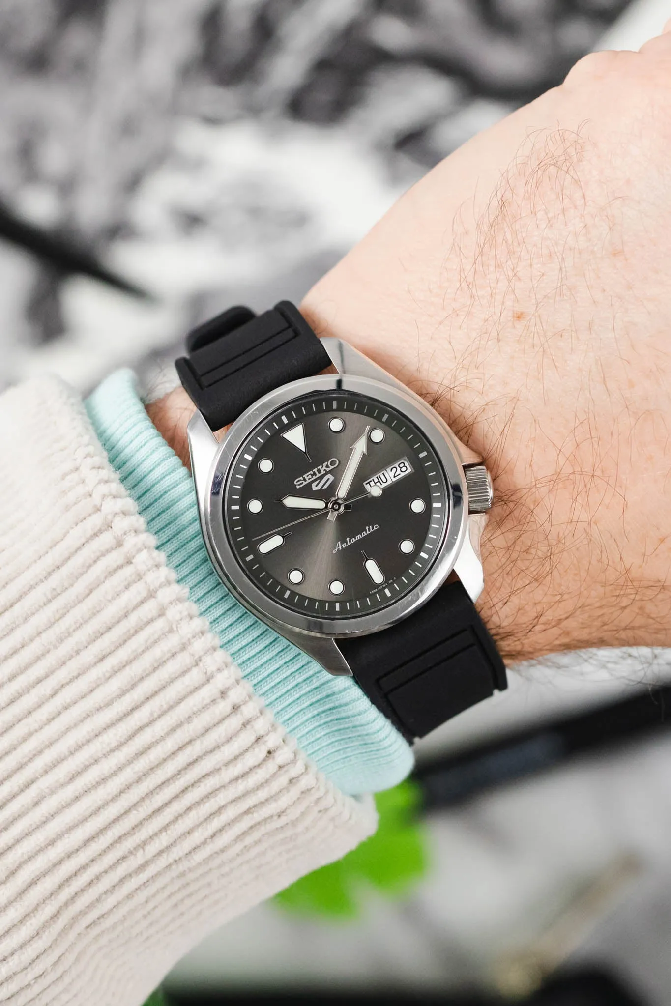 CRAFTER BLUE UX07 Black FKM Rubber Watch Strap