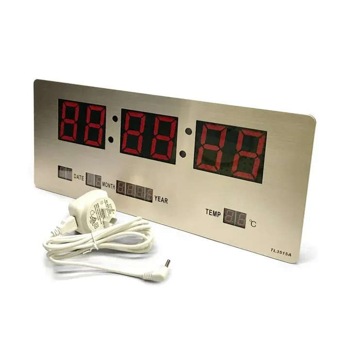 Crony TL-3515A Digital Clock Checkmate Bishop Mains Calendar Temp Wall Or Desk Clock, 36cm