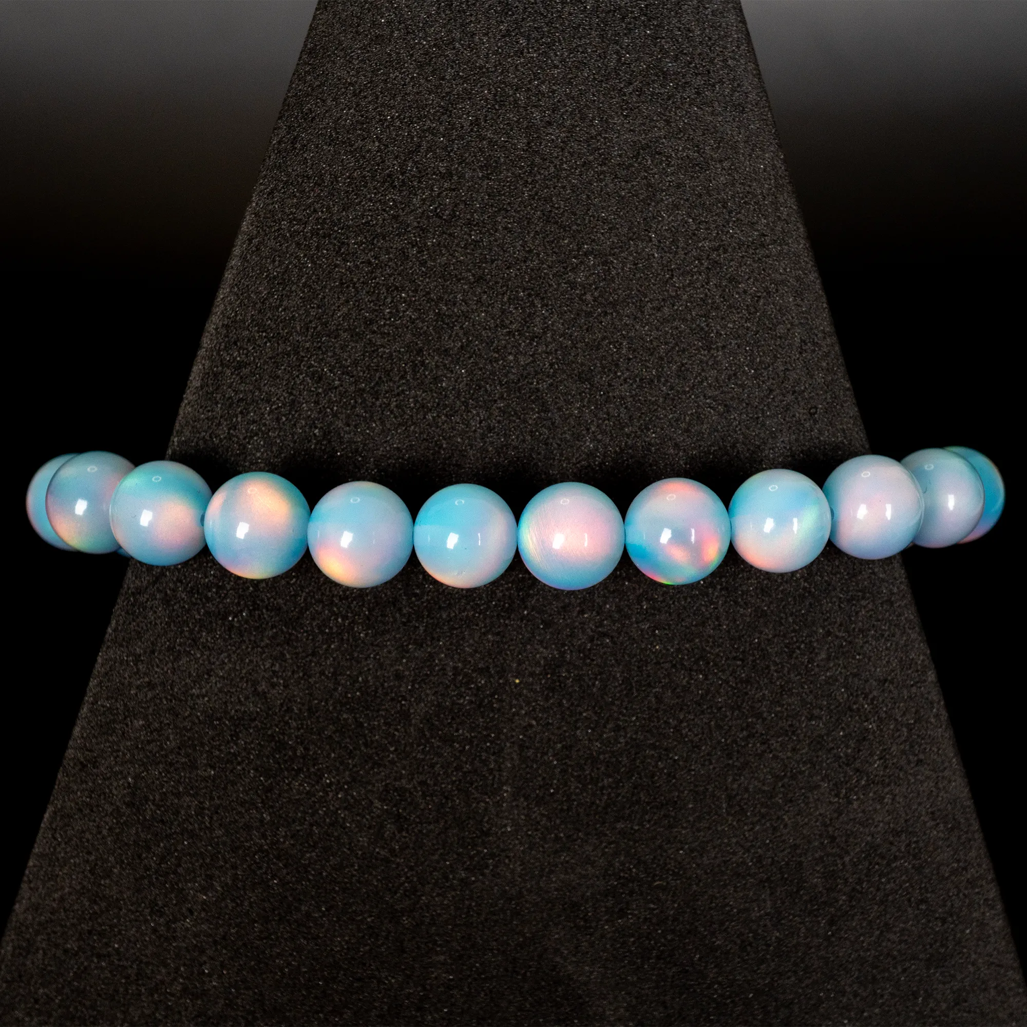 Crystal Blue Opalescence Beaded Bracelet
