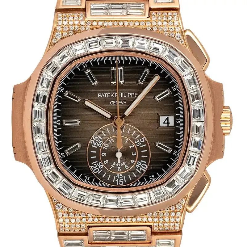 Custom Diamond Set Rose Gold Patek Philippe Nautilus 5980
