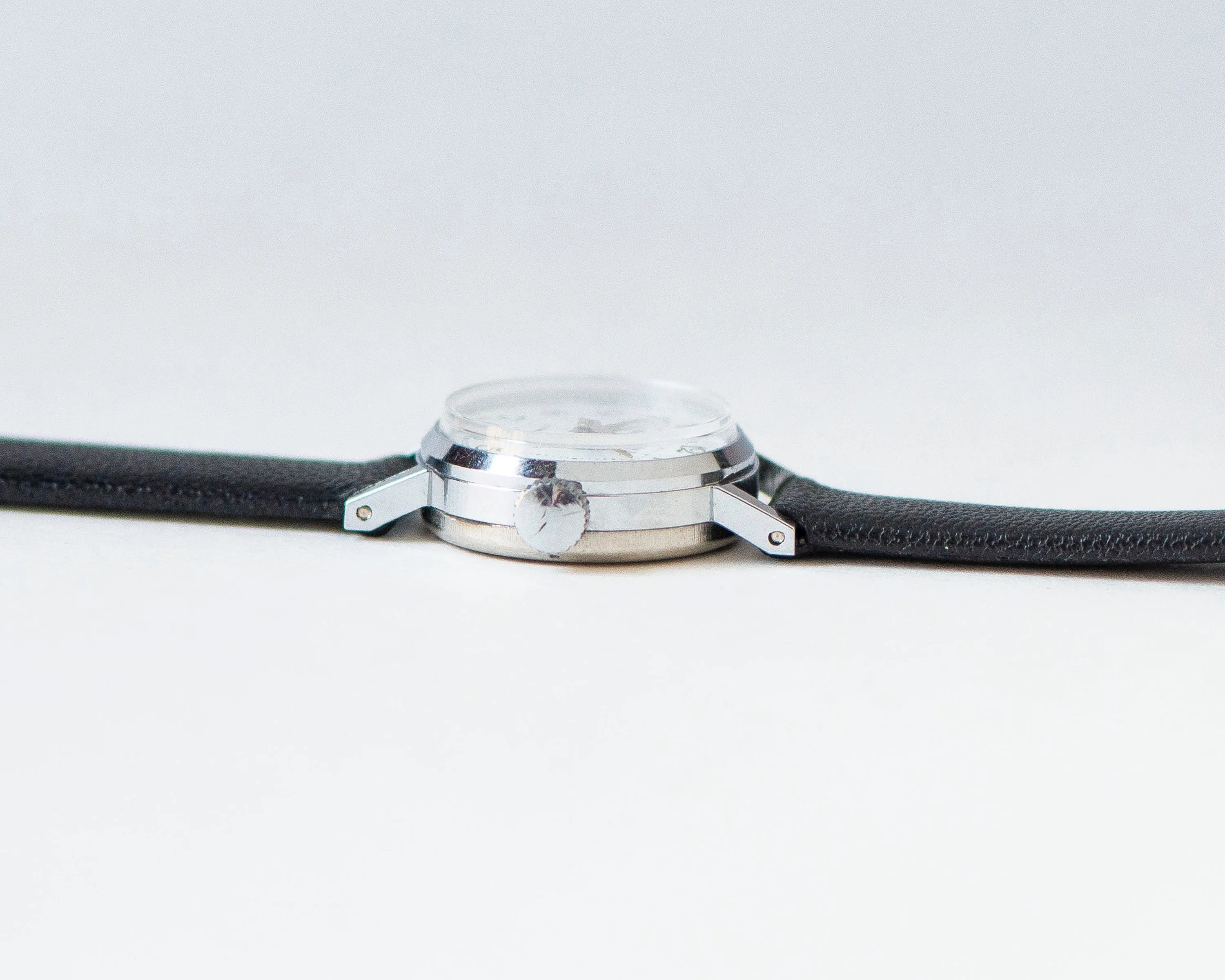 Delicate lady's watch classic Seagull vintage, silver shade watch for women small accessory gift, micro watch lady, new genuine leather band