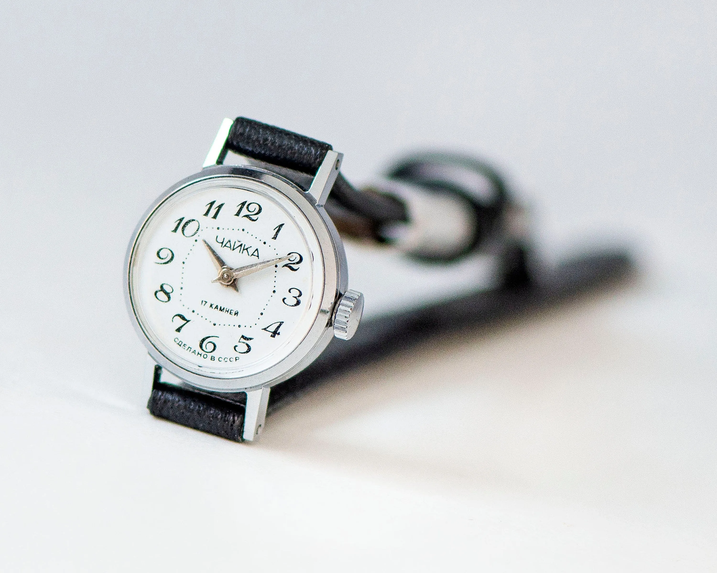 Delicate lady's watch classic Seagull vintage, silver shade watch for women small accessory gift, micro watch lady, new genuine leather band