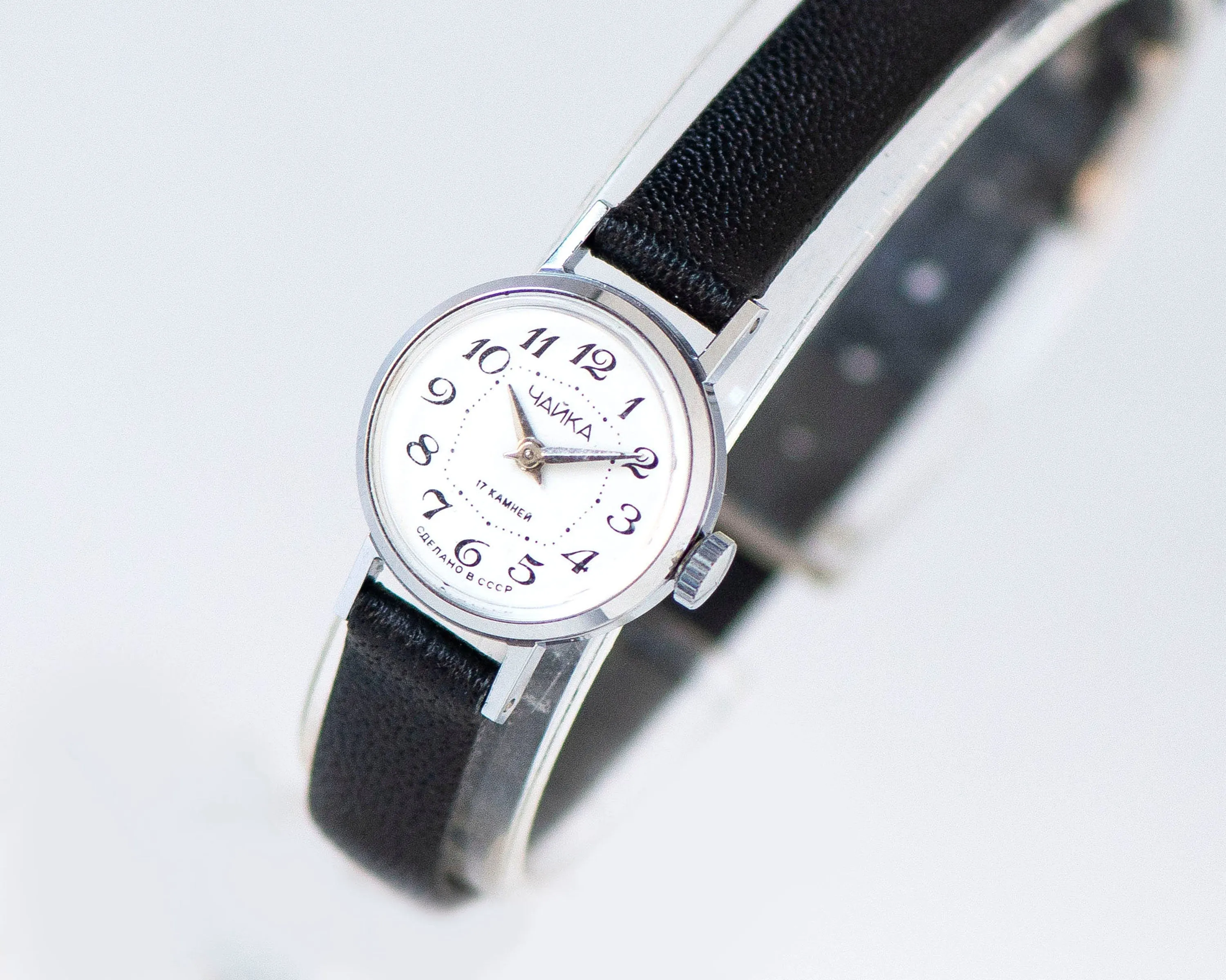 Delicate lady's watch classic Seagull vintage, silver shade watch for women small accessory gift, micro watch lady, new genuine leather band