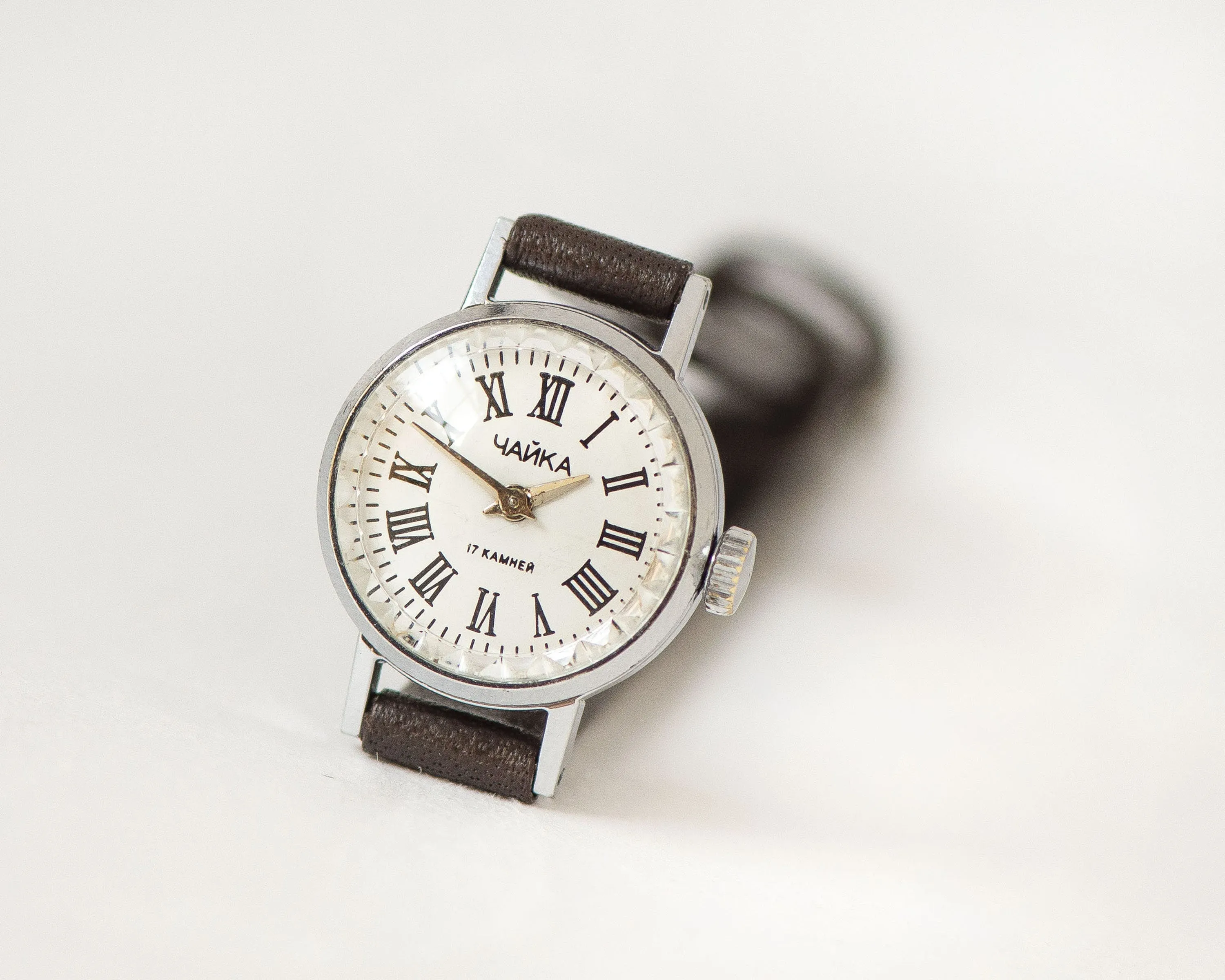 Delicate women wristwatch Roman numerals Seagull, vintage silver shade women watch dainty, super small lady watch, new premium leather strap