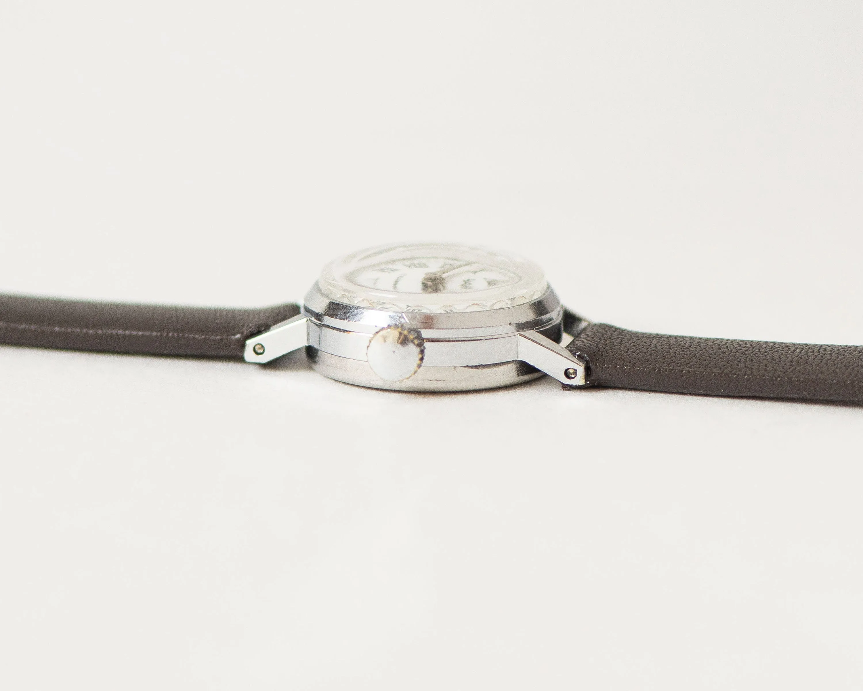 Delicate women wristwatch Roman numerals Seagull, vintage silver shade women watch dainty, super small lady watch, new premium leather strap