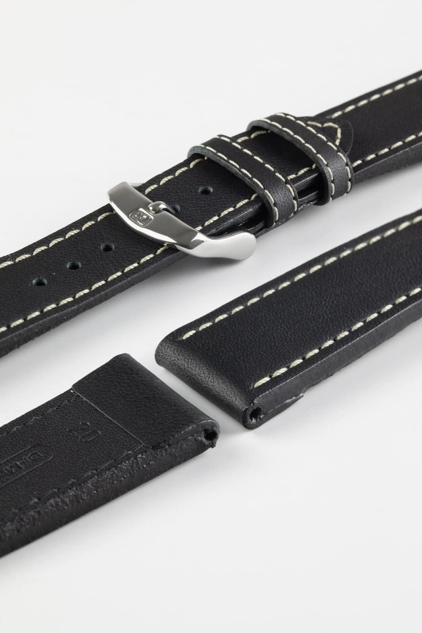 Di-Modell JUMBO Calf Leather Watch Strap in BLACK