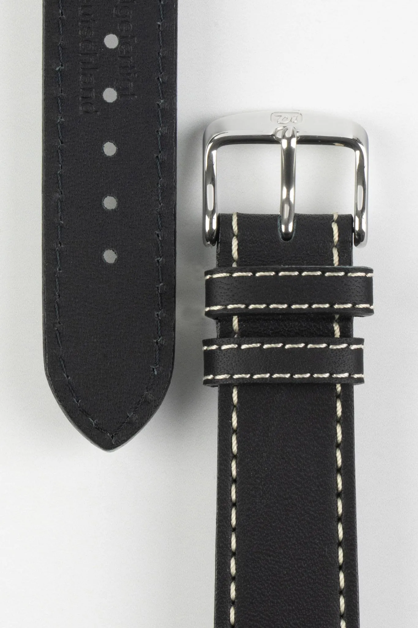 Di-Modell JUMBO Calf Leather Watch Strap in BLACK