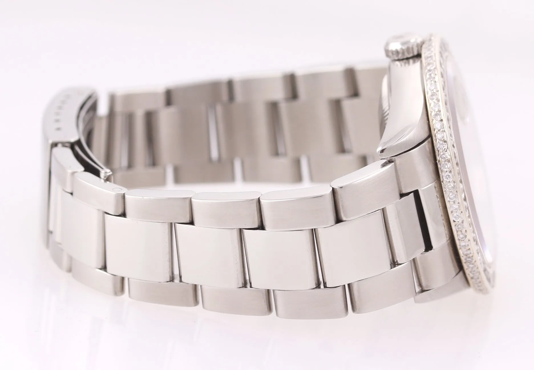 DIAMOND Bezel Rolex DateJust 36mm Silver Diamond 16234 Steel White Gold Watch