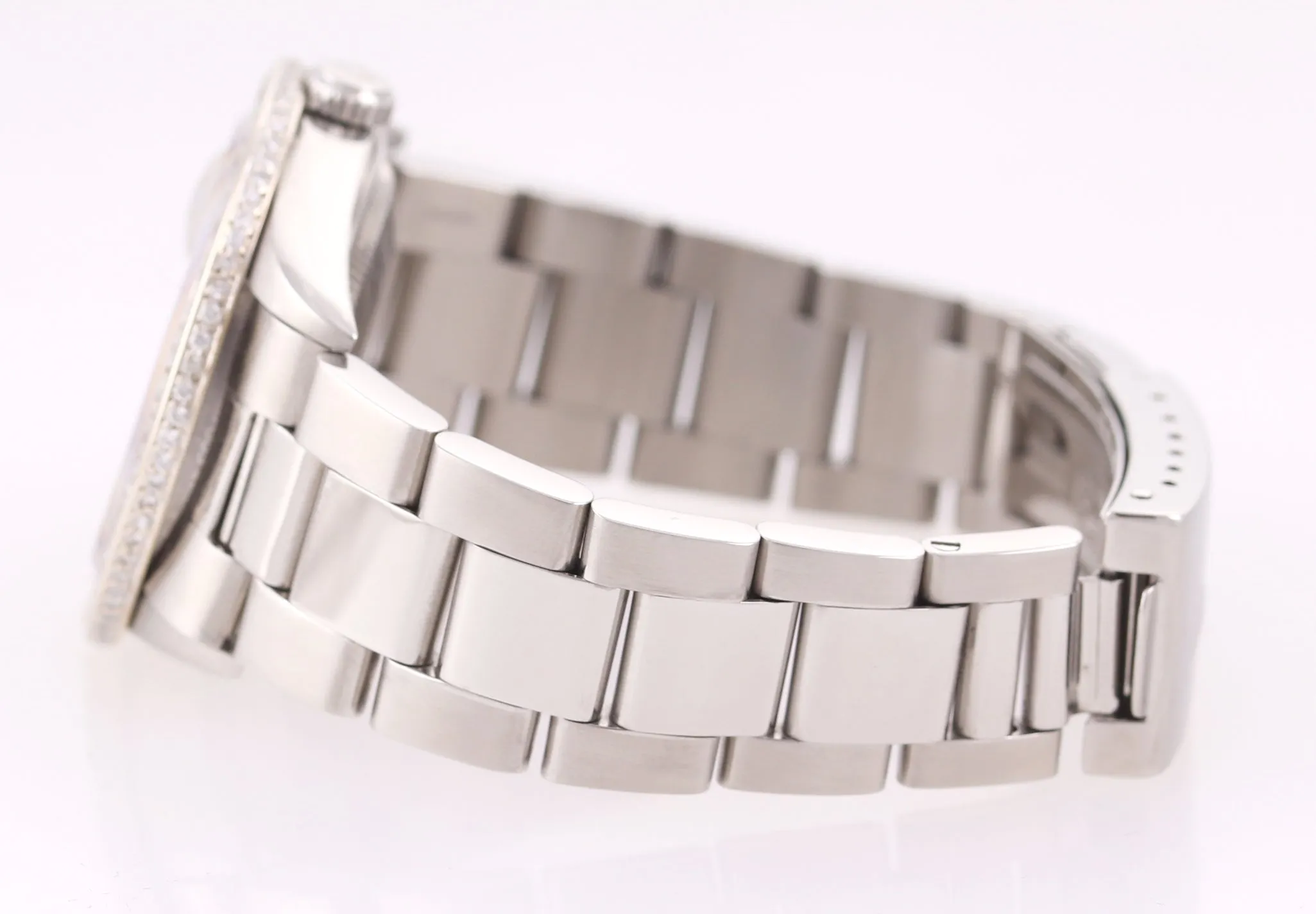 DIAMOND Bezel Rolex DateJust 36mm Silver Diamond 16234 Steel White Gold Watch