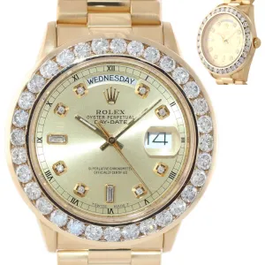 DIAMOND BEZEL Rolex President 36mm 18038 18k Yellow Gold Champagne Diamond Watch