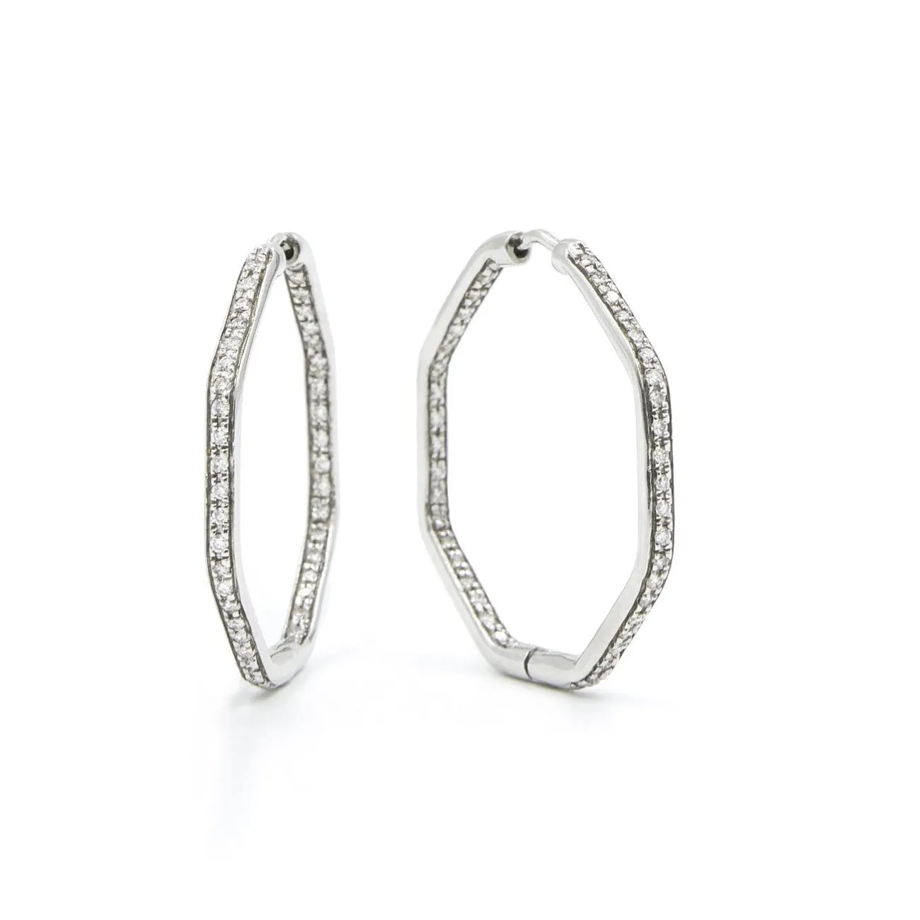 DIAMOND HOOP EARRINGS - CHRIS AIRE SMALL  HOOP DIAMOND EARRINGS
