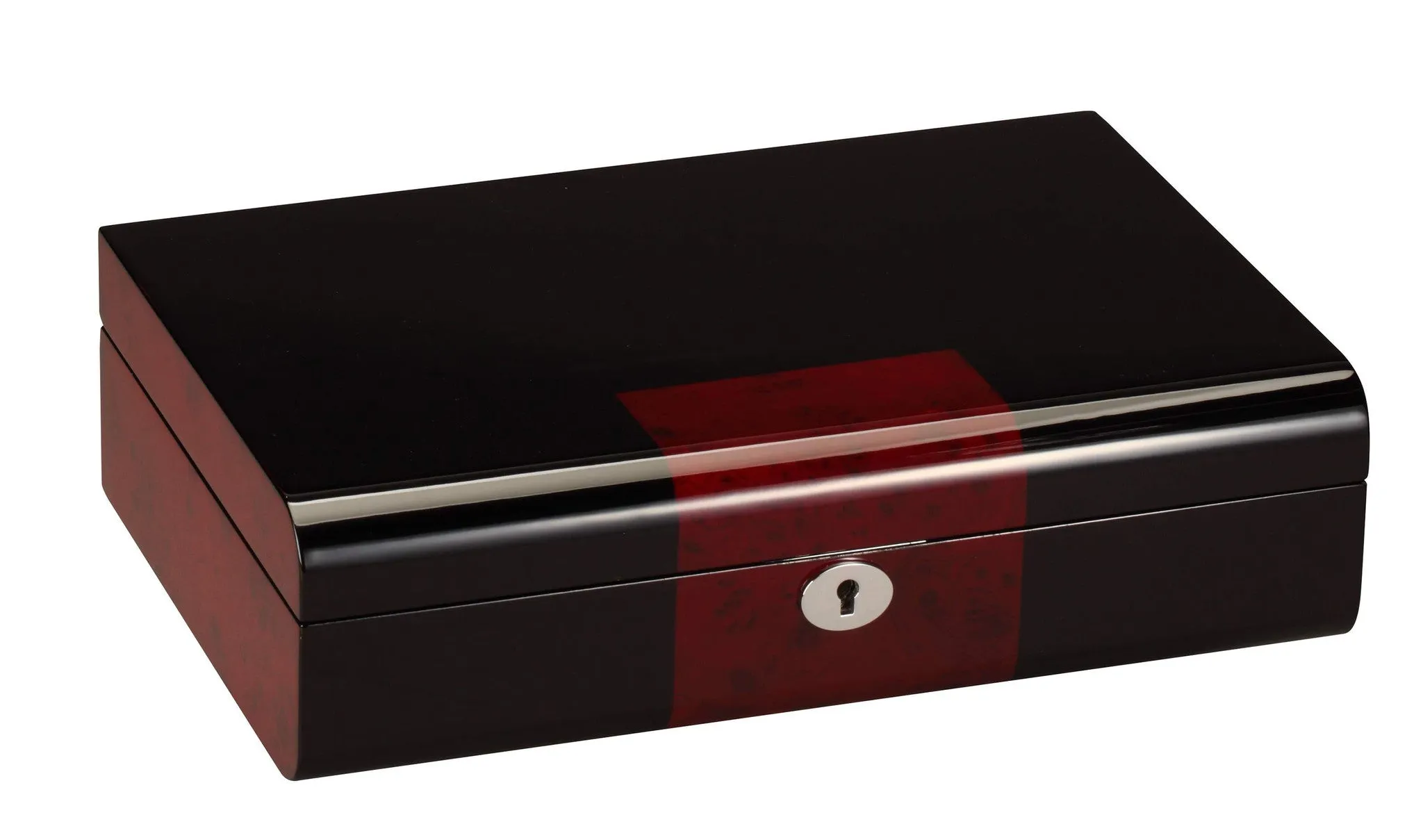 Diplomat 10 Piano Black Wood Watch Case With Cherry Wood Accent Trim