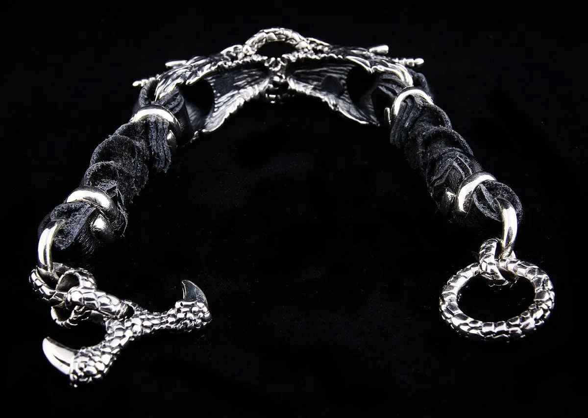 Dragon Genuine Leather Mens Chain Bracelet