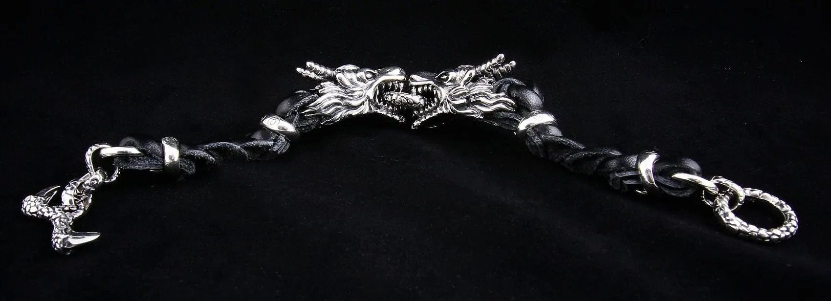 Dragon Genuine Leather Mens Chain Bracelet