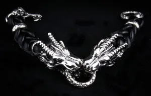 Dragon Genuine Leather Mens Chain Bracelet