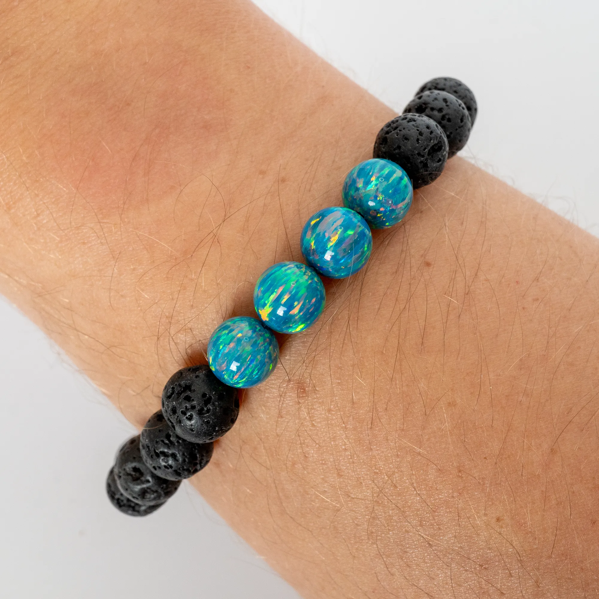 Dragon's Egg Opal & Lava Stone Beaded Bracelet