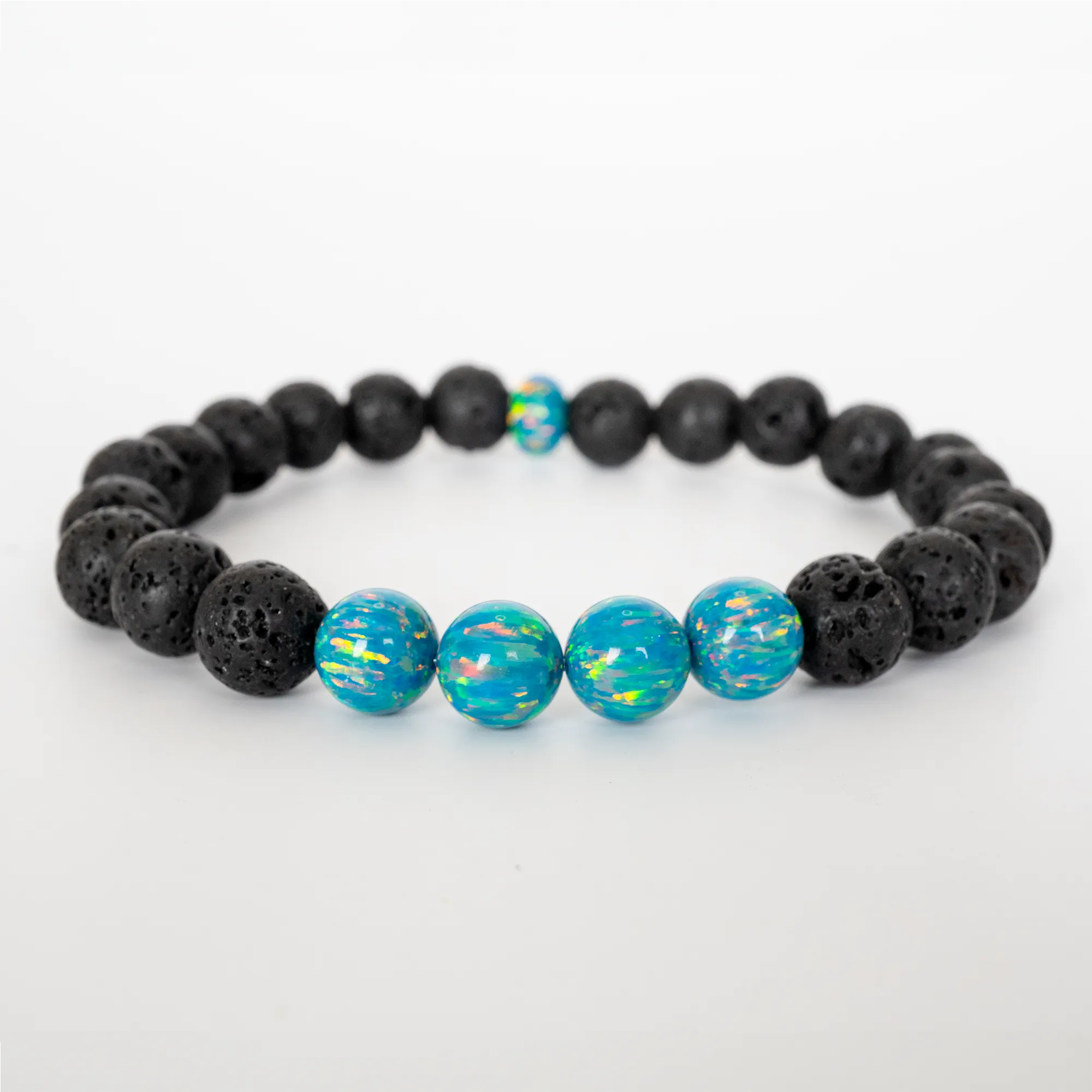 Dragon's Egg Opal & Lava Stone Beaded Bracelet